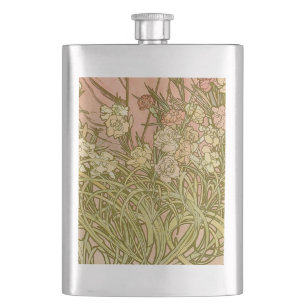 Jugendstil Alfonse Mucha Florale Nelkenblüten Flachmann