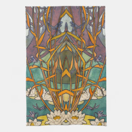 Jugendstil-Alphonse Mucha Blume Geschirrtuch