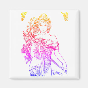 Jugendstil Alphonse Mucha Blume Magnet