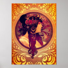 Jugendstil Alphonse Mucha Donna Ristorante La Lanc