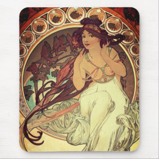 Jugendstil Alphonse Mucha elegante Vintage Frau Mousepad