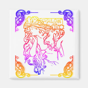 Jugendstil Alphonse Mucha Frauensalon Magnet