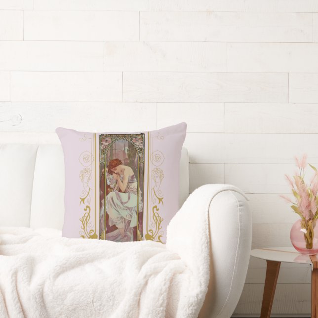 Jugendstil Alphonse Mucha Night's Erholung Kissen (Liege)