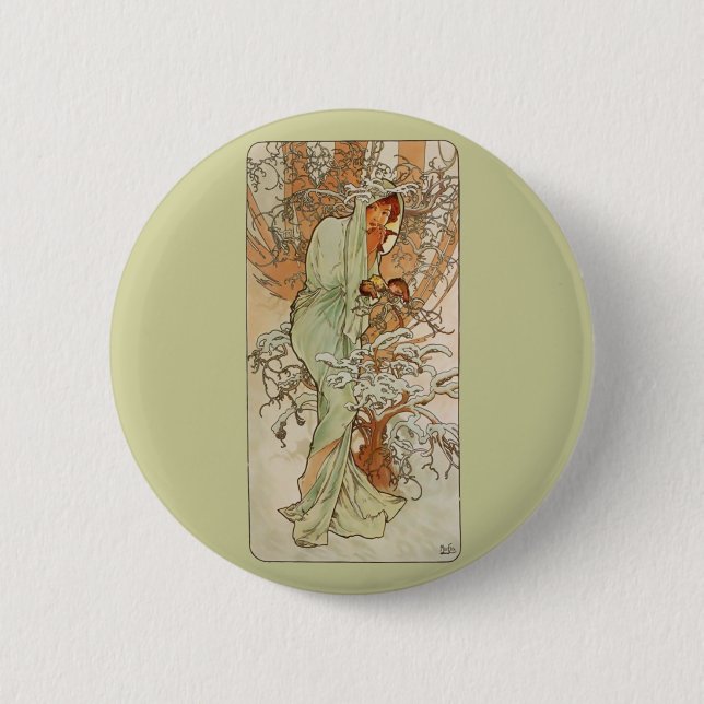 Jugendstil - Alphonse Mucha - Winter Button (Vorderseite)