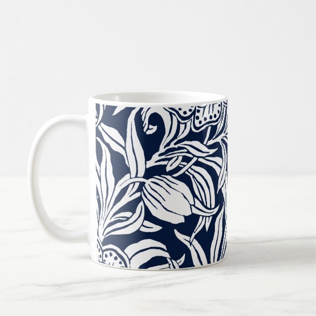 Jugendstil Antikes Botanisches Blumenmuster Kaffeetasse (Links)