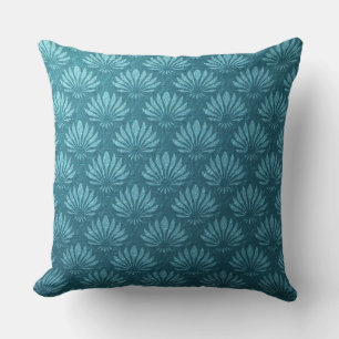 Jugendstil, Aquamarin, metallisch, kunstvoll, Deko Kissen
