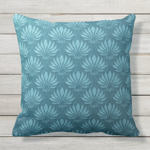 Jugendstil, Aquamarin, metallisch, kunstvoll, Deko Kissen