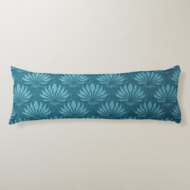 Jugendstil, Aquamarin, metallisch, kunstvoll, Deko Seitenschläferkissen (Vorderseite)