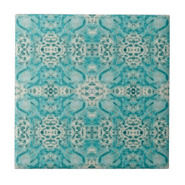 Jugendstil Aquamarine Grüne Dekoration Spiegelbild Fliese