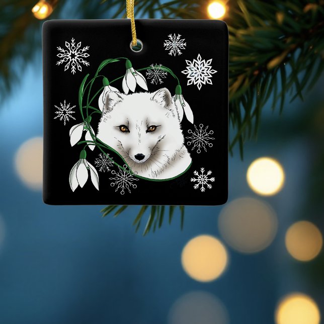Jugendstil Arktischer Weißfuchs Keramikornament (Von Creator hochgeladen)