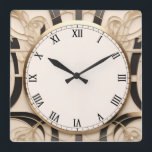 Jugendstil Art Deco Clock - Schwarz-weiß und Gold Quadratische Wanduhr<br><div class="desc">"art Deko clock",  "art nouveau clock",  "Schwarz-weiße creme gold",  "geometrisch symmetrische linien der 1920er Jahre",  "stilvoll raffiniert im Stil von 1920",  "smart Imitats golden luxus",  "Retro Vintag luxuriöse antique",  "elegantes line pattern design",  "glamouröse glam quadratische Uhr",  "klassischer klassischer klassischer klassischer klassischer klassischer Glamour"</div>