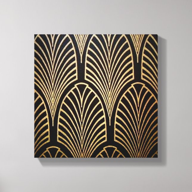 Jugendstil, Art Deko, Fanmuster, Bronze, Gold, bl Leinwanddruck (Vorderseite)