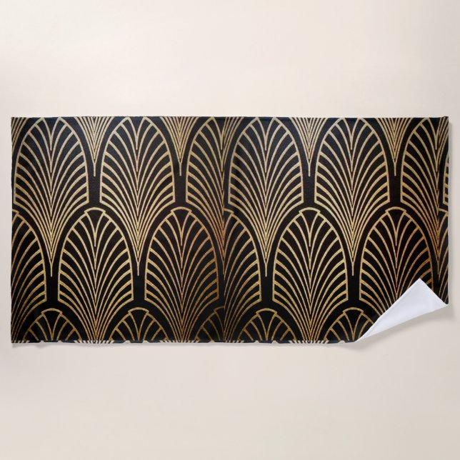 Jugendstil, Art Deko, Fanmuster, Bronze, Gold, bl Strandtuch (Vorderseite)