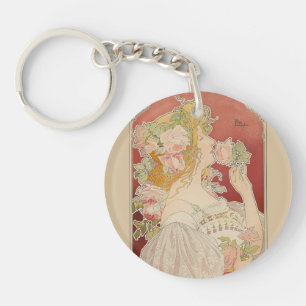 Jugendstil Belle Époque Dame Rosen Livemont Schlüsselanhänger