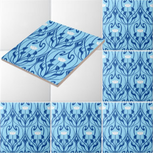 Jugendstil-Blatt- und Blumenmuster Fliese