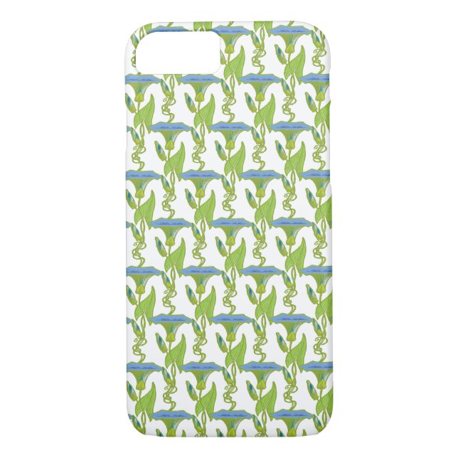Jugendstil-Blau Ipomoea Tapetenwerfer Case-Mate iPhone Hülle (Rückseite)