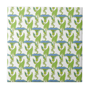 Jugendstil-Blau Ipomoea Tapetenwerfer Fliese