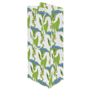 Jugendstil-Blau Ipomoea Tapetenwerfer Geschenktüte Für Weinflaschen