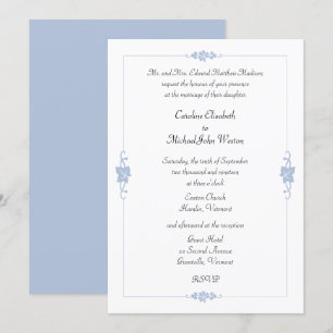 Jugendstil Blaue Gerahmte Hochzeit Einladung