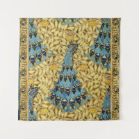 Jugendstil Blaues Pfauen-Blumenmuster