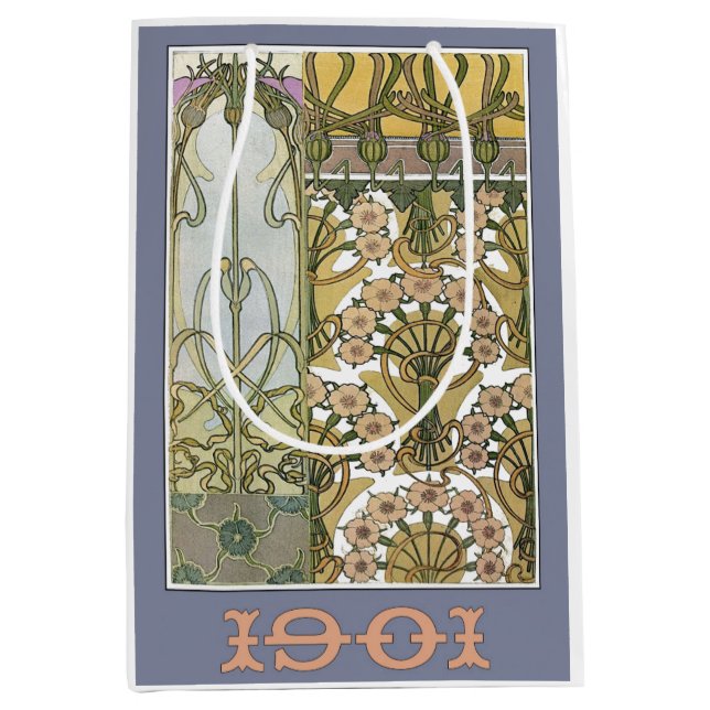 Jugendstil-Blume Alphonse Mucha Art 1901 Mittlere Geschenktüte (Vorderseite)