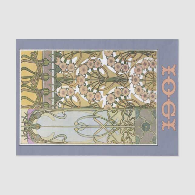 Jugendstil-Blume Alphonse mucha Kunstvoll wandern Seidenpapier (Vorderseite)