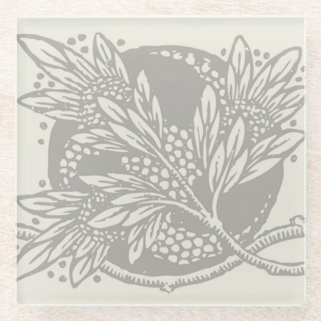Jugendstil-Blume Blumenminimalismus Glasuntersetzer (Vorderseite)