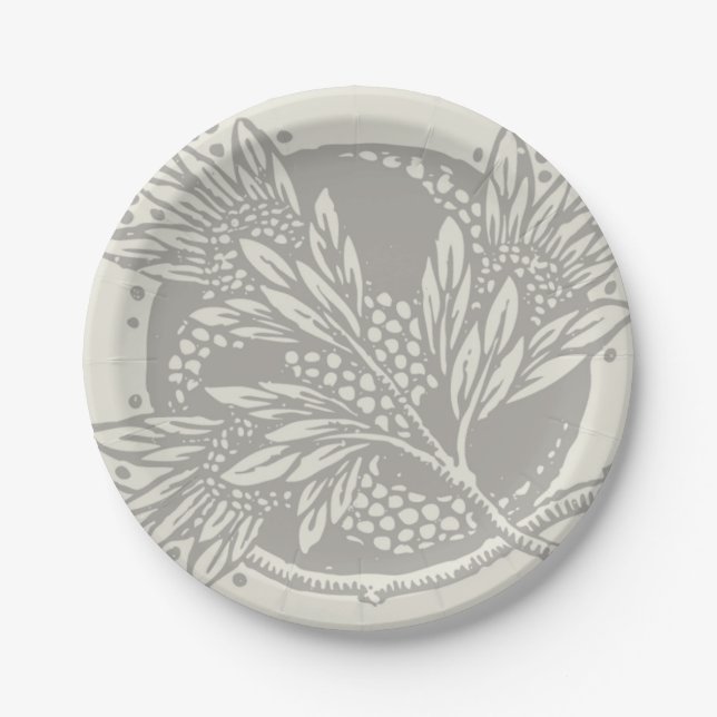 Jugendstil-Blume Blumenminimalismus Pappteller (Vorderseite)