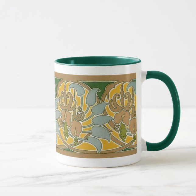 Jugendstil-Blume - Grenze - Tasse (Rechts)