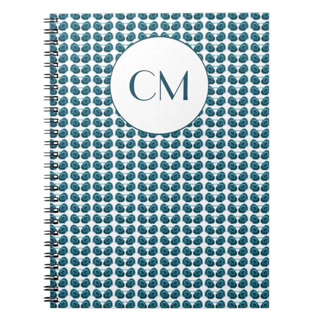 Jugendstil-Blume in Blau Notizblock (Vorderseite)