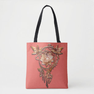 Jugendstil-Blume Juwel Viktorianische Messing und Tasche