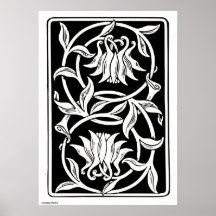 Jugendstil-Blume Silhouette Poster