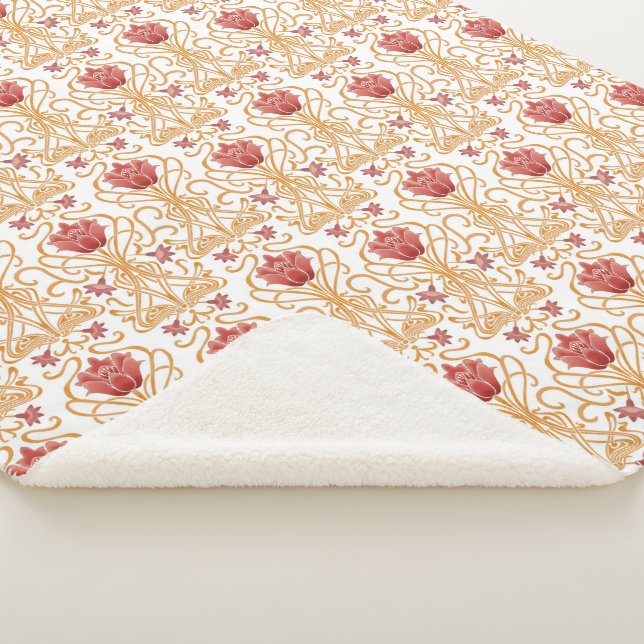 Jugendstil-Blume weiß Sherpadecke (3/4)
