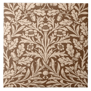 Jugendstil-Blumen-Damaskus, Taupe und Beige Fliese