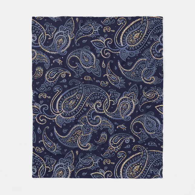 Jugendstil Blumen Denim Design Fleecedecke (Vorderseite)