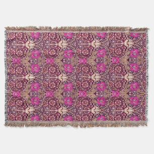 Jugendstil-Blumen, Pflaume, Beige und Tiefpurpur Decke