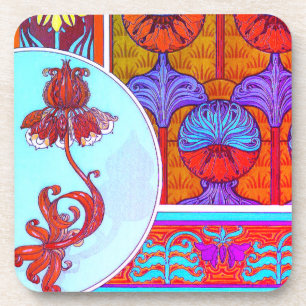 Jugendstil Blumen vintage Blume viktorianisch Getränkeuntersetzer