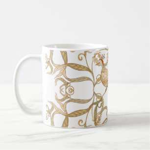 Jugendstil Blumen Vögel Kaffeetasse