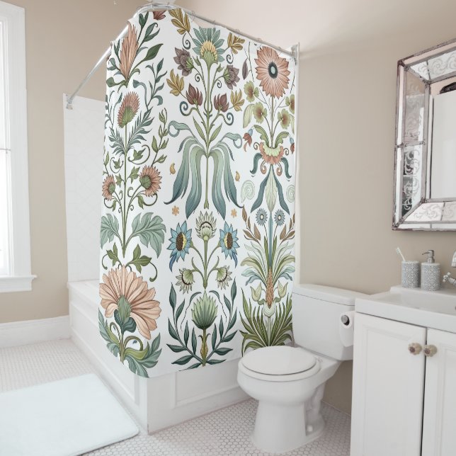 Jugendstil-Blumendesign 402 Blumen Duschvorhang (Beispiel)