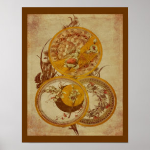 Jugendstil Blumendesign gealtert Poster