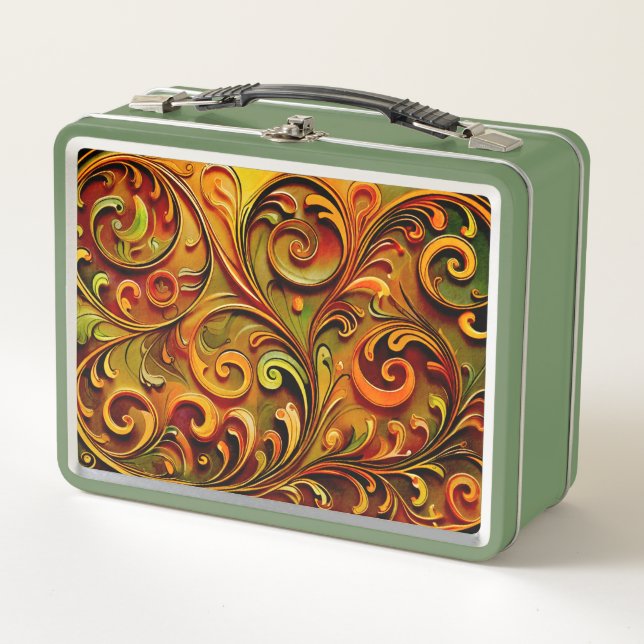 Jugendstil-Blumendesign  Metall Brotdose (Vorderseite)