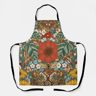 Jugendstil-Blumengarten – Sonnenblumen, Biene Schürze