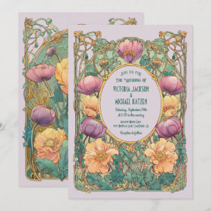 Jugendstil-Blumenhochzeits-Einladung Einladung