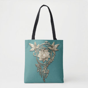 Jugendstil-Blumenjuwel in viktorianischem Gold und Tasche
