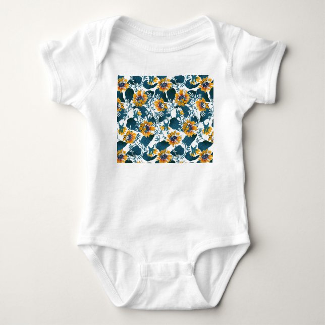 Jugendstil, Blumenmuster. Baby Strampler (Vorderseite)