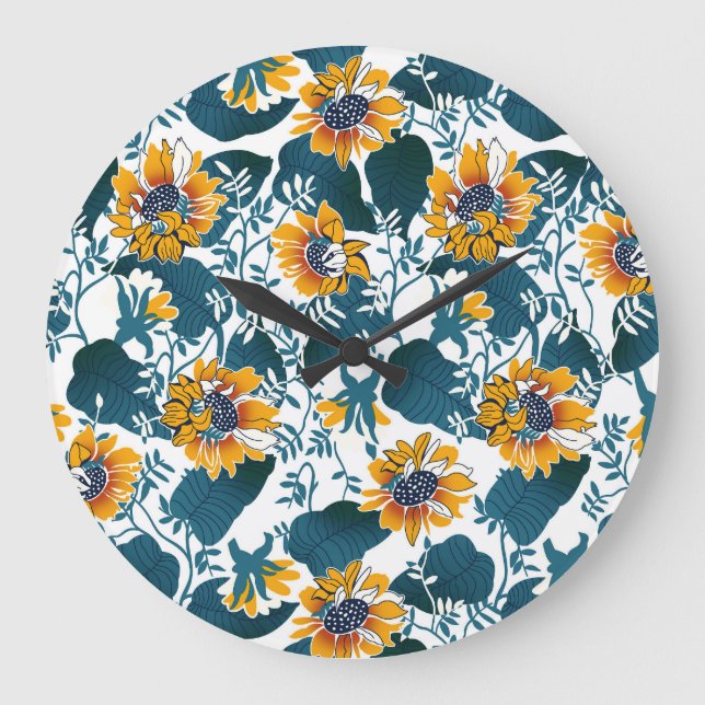 Jugendstil, Blumenmuster. Große Wanduhr (Vorderseite)