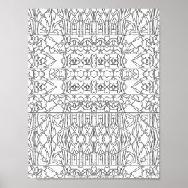 Jugendstil Blumenrand-Muster Malvorlage Poster