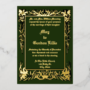 Jugendstil-Blumenrand von H. Nelson Hochzeit Folieneinladung