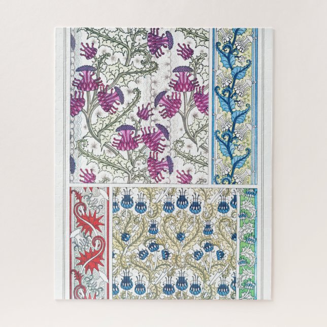 Jugendstil-Blumenstrauß-Blume Textilkunst (Vertikal)