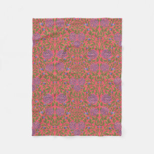 Jugendstil Blumenviolett rosa grünes Muster Fleecedecke